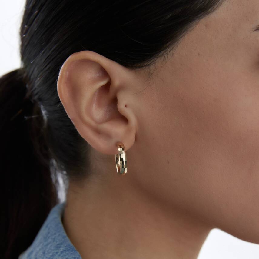 Altın Desenli Halka Küpe - Semih Haşhaş Kuyumculuk (1)