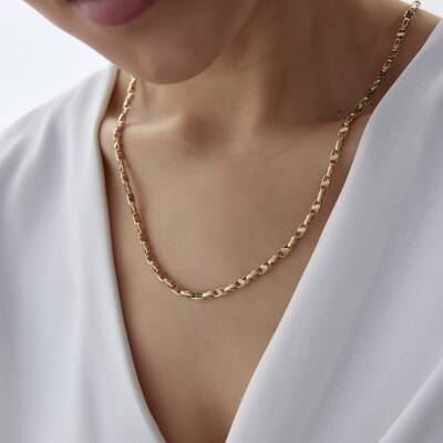 Altın Dikdörtgen Ataş Zincir - 1