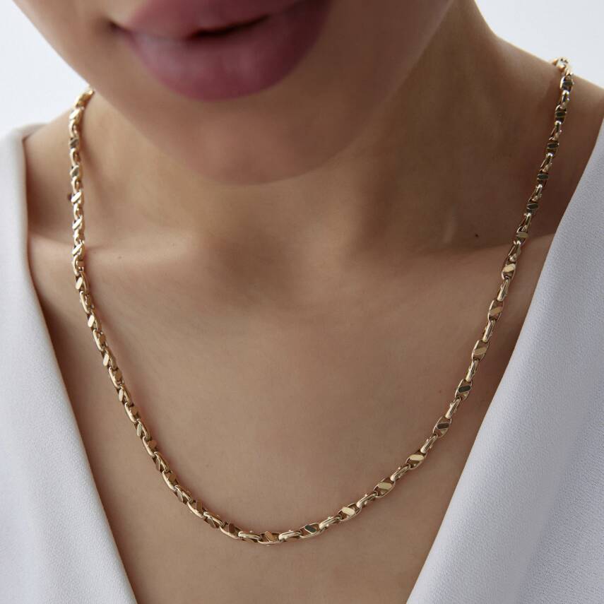 Altın Dikdörtgen Ataş Zincir - 2