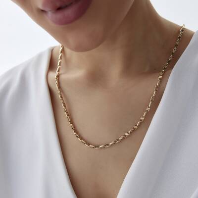 Altın Dikdörtgen Ataş Zincir - 3