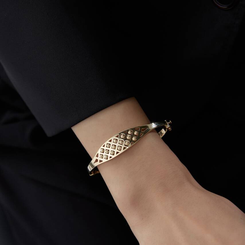 Altın Dorika Toplu Tasarım Kelepçe - Semih Haşhaş Kuyumculuk