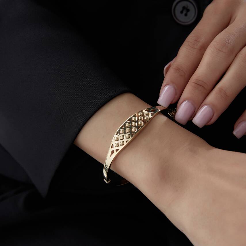 Altın Dorika Toplu Tasarım Kelepçe - Semih Haşhaş Kuyumculuk (1)