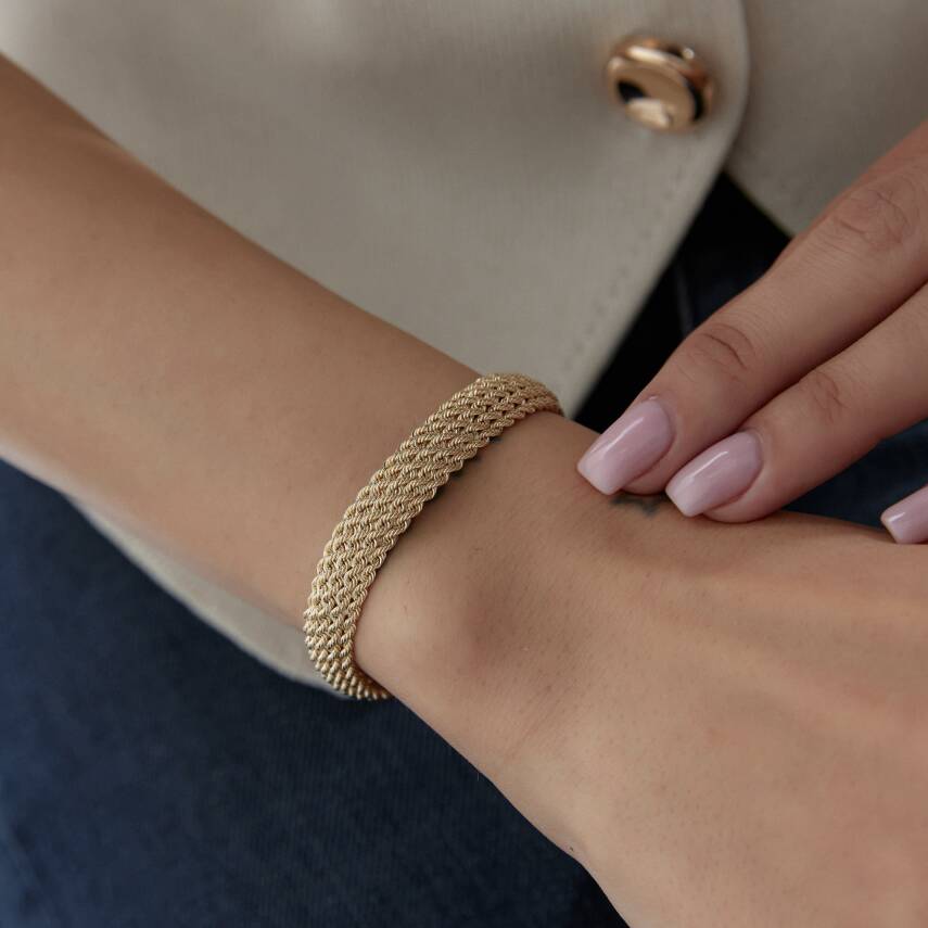 Altın Dört Sıra Halat Örgü Bileklik - Semih Haşhaş Kuyumculuk (1)