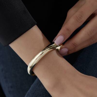 Altın Düz Bombeli Kelepçe - 1