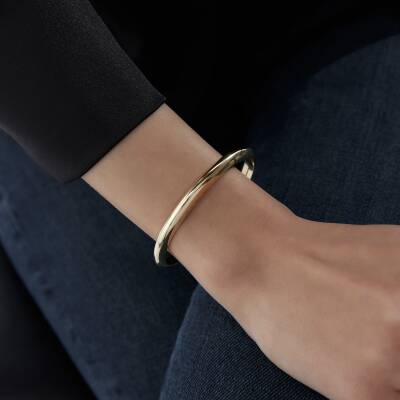 Altın Düz Bombeli Kelepçe - 2