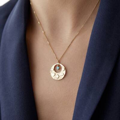 Altın Firuze Taşlı Şans Kolye - 2