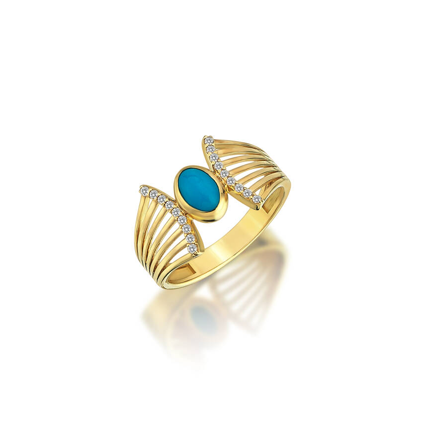 Altın Firuze Taşlı Yüzük - Semih Haşhaş Kuyumculuk