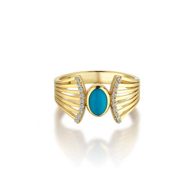 Altın Firuze Taşlı Yüzük - 2