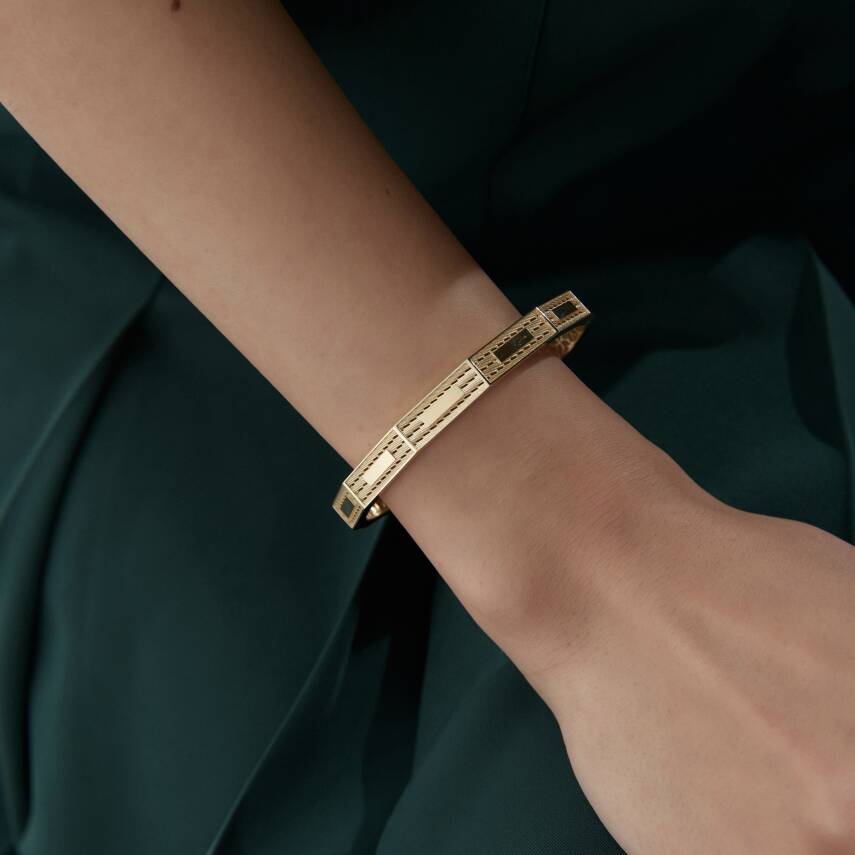 Altın Geometrik Hasır Kelepçe - Semih Haşhaş Kuyumculuk (1)