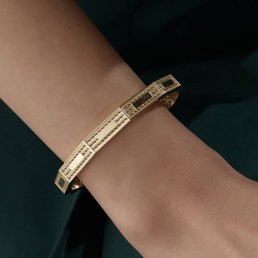 Altın Geometrik Hasır Kelepçe - 3