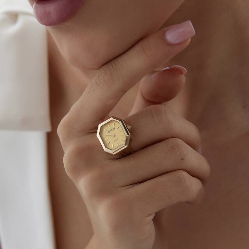 Altın Geometrik Saat Yüzük - 2