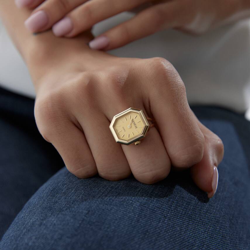 Altın Geometrik Saat Yüzük - 3