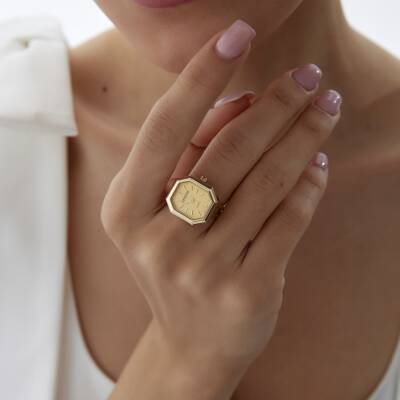 Altın Geometrik Saat Yüzük - 1