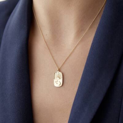 Altın Gündüz Gece Vintage Kolye - 1