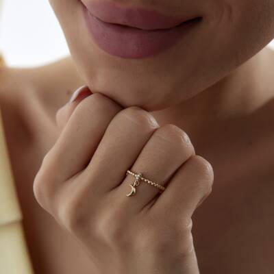 Altın Hilal Sallantılı Yüzük - 1