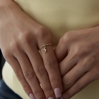 Altın Hilal Sallantılı Yüzük - 2