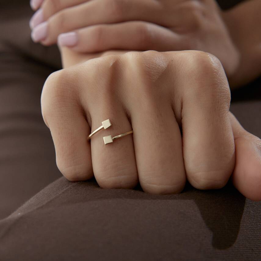 Altın İkili Kare Yüzük - Semih Haşhaş Kuyumculuk (1)