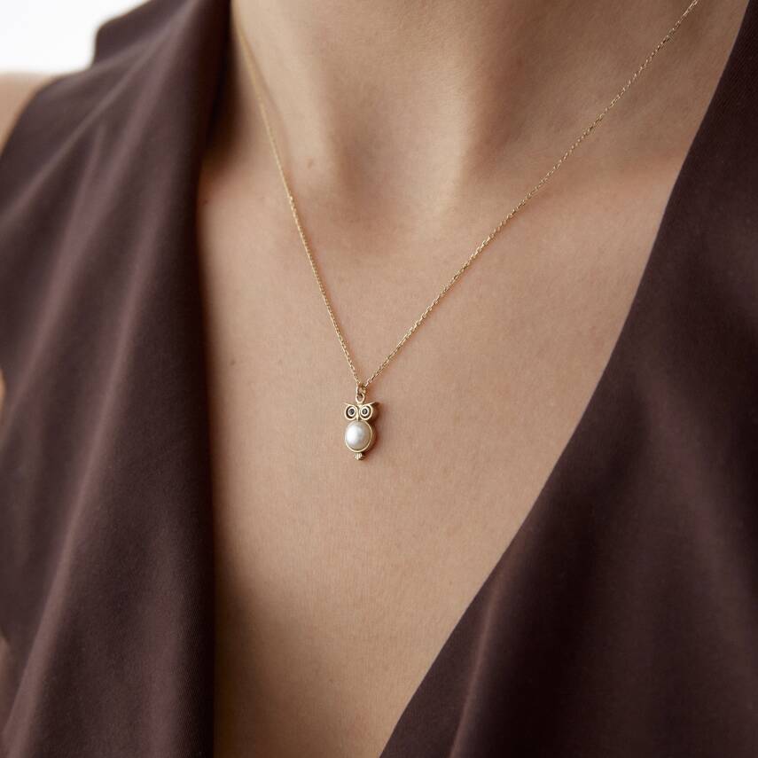 Altın İncili Baykuş Kolye - Semih Haşhaş Kuyumculuk