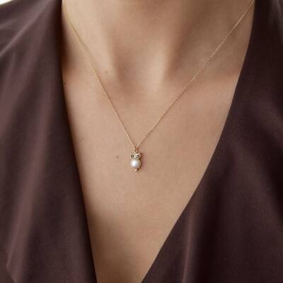 Altın İncili Baykuş Kolye - 2