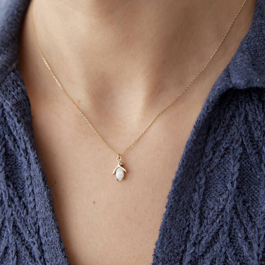 Altın İncili Penguen Kolye - Semih Haşhaş Kuyumculuk