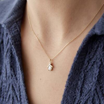 Altın İncili Penguen Kolye - 2