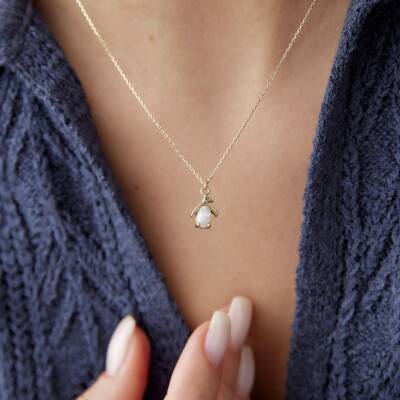 Altın İncili Penguen Kolye - 3