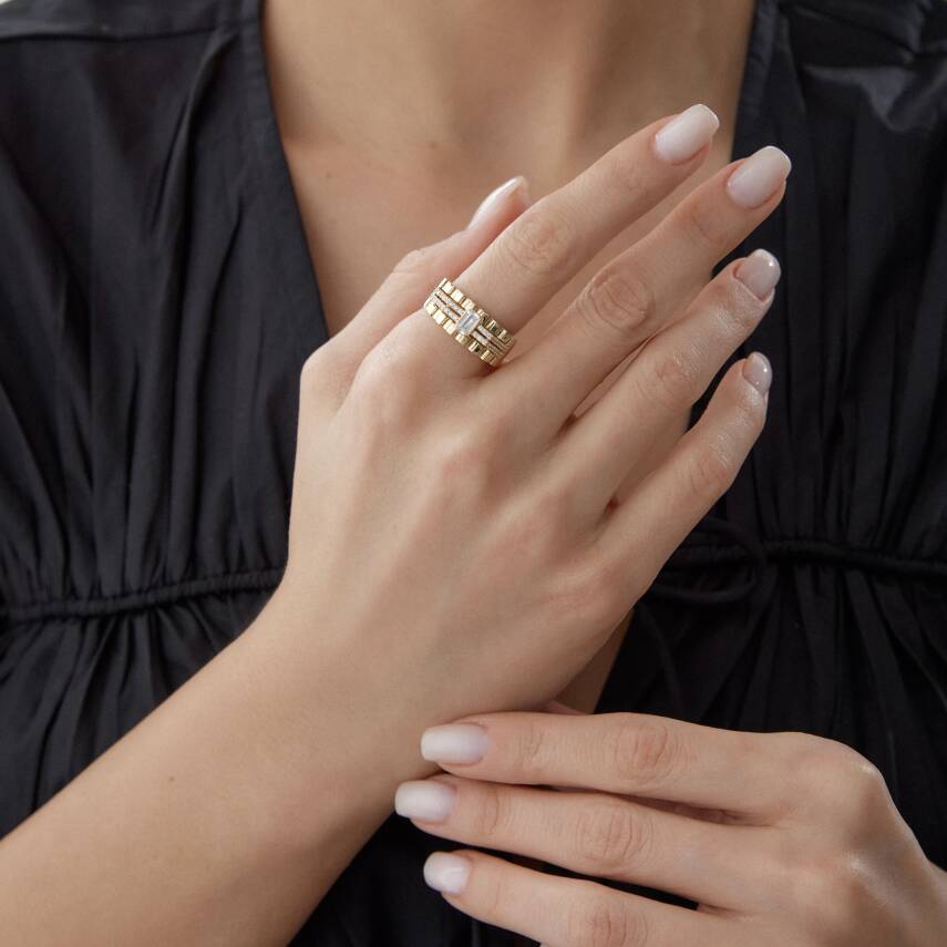 Altın İtalyan Baget Taşlı Vintage Yüzük - Semih Haşhaş Kuyumculuk (1)