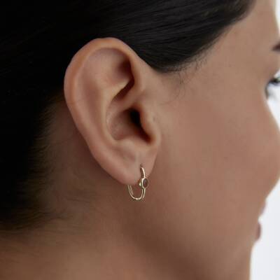 Altın Kahverengi Taşlı Ataş Küpe 