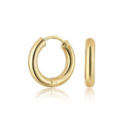 Altın Kalın Bombeli Halka Küpe - 1