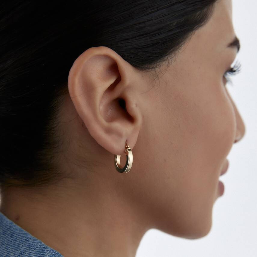 Altın Kalın Ray Halka Küpe - 1