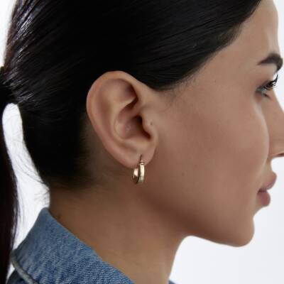 Altın Kalın Ray Halka Küpe - 2