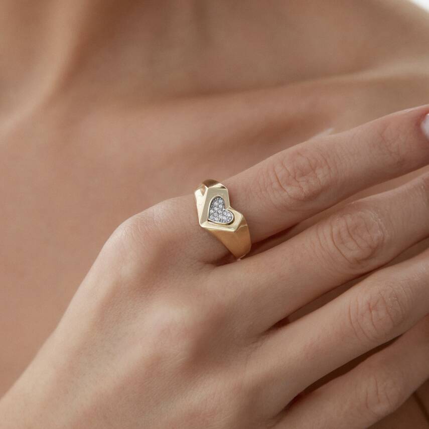 Altın Kalp Kesim Taşlı Yüzük - Semih Haşhaş Kuyumculuk