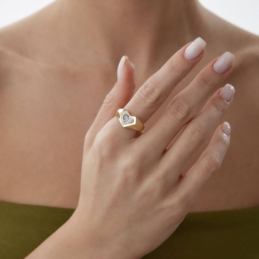 Altın Kalp Kesim Taşlı Yüzük - Semih Haşhaş Kuyumculuk (1)