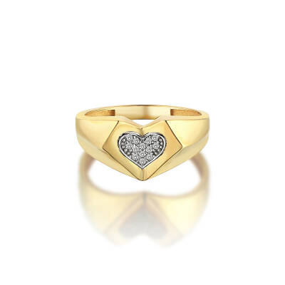 Altın Kalp Kesim Taşlı Yüzük - 3