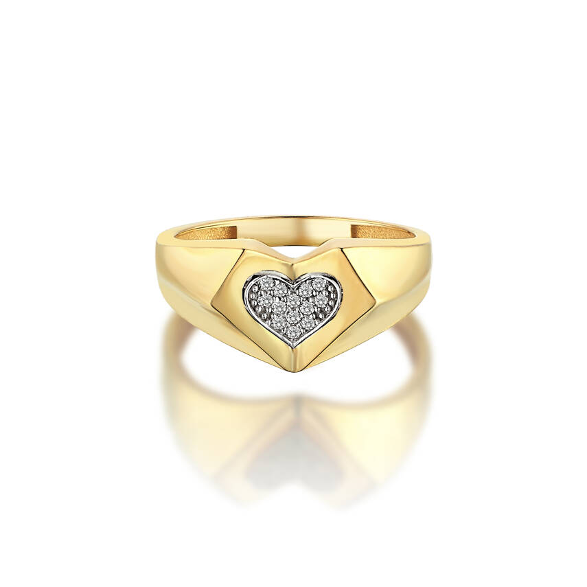 Altın Kalp Kesim Taşlı Yüzük - 3