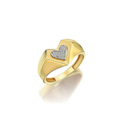 Altın Kalp Kesim Taşlı Yüzük - 4