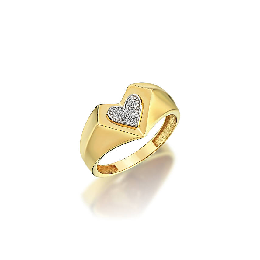 Altın Kalp Kesim Taşlı Yüzük - 4
