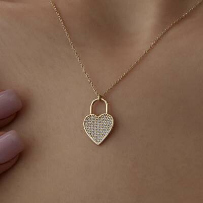 Altın Kalp Kilit Kolye - 3
