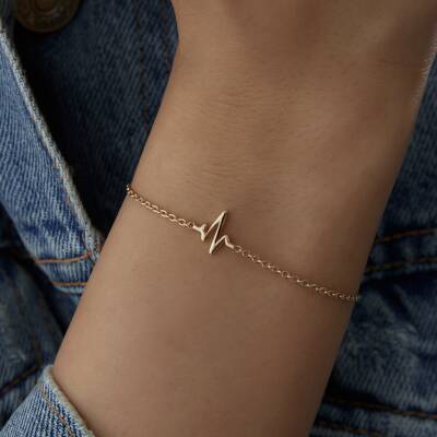 Altın Kalp Ritmi Bileklik - 3