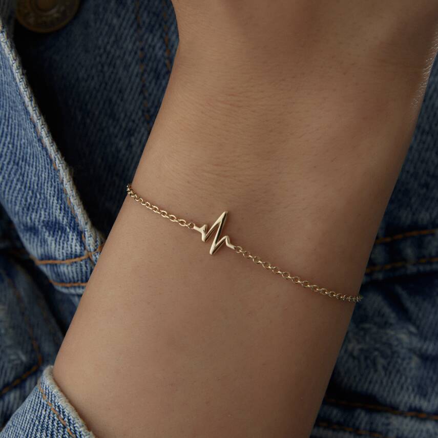 Altın Kalp Ritmi Bileklik - 3