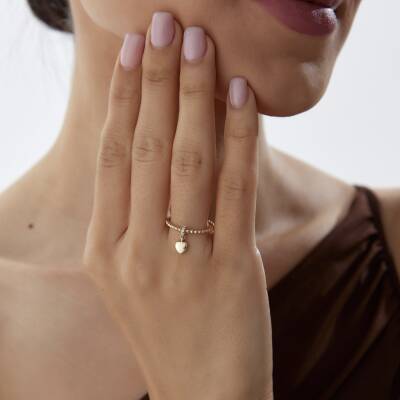 Altın Kalp Sallantılı Yüzük - 1