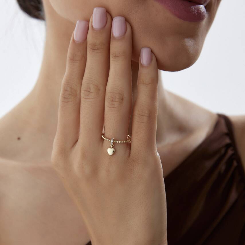 Altın Kalp Sallantılı Yüzük - Semih Haşhaş Kuyumculuk