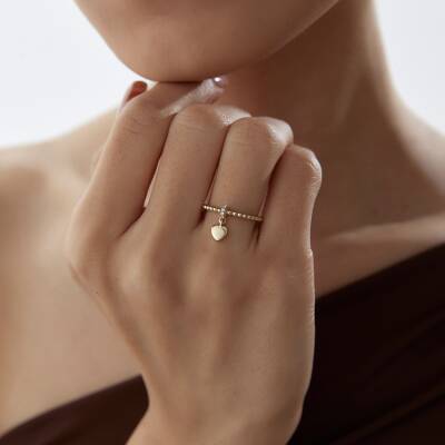 Altın Kalp Sallantılı Yüzük - 3