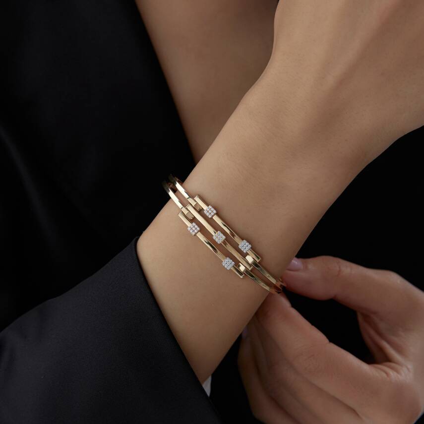 Altın Kare Taşlı Kaburga Kelepçe - Semih Haşhaş Kuyumculuk (1)