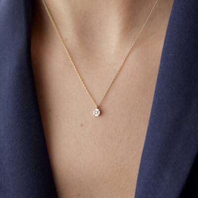 Altın Kare Tektaş Kolye - 1