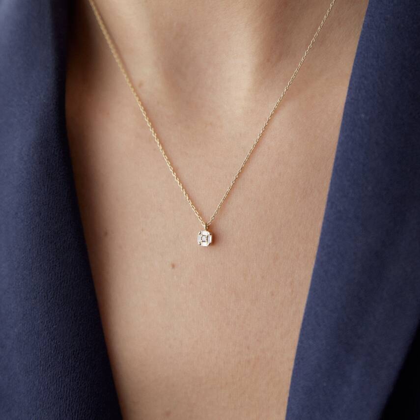 Altın Kare Tektaş Kolye - Semih Haşhaş Kuyumculuk