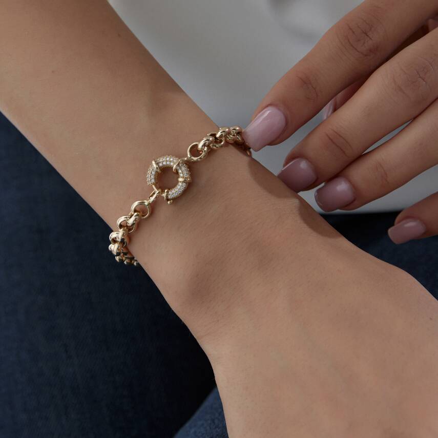 Altın Kilidi Taşlı Halka Bileklik - Semih Haşhaş Kuyumculuk (1)