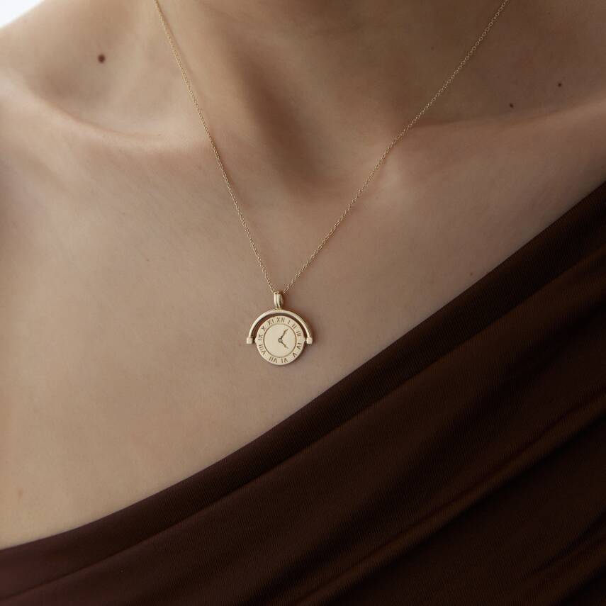 Altın Kişiye Özel Doğum Saati Kolye - 1