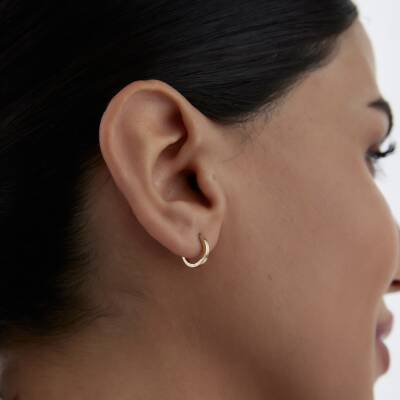 Altın Klasik Ray Halka Küpe - 1