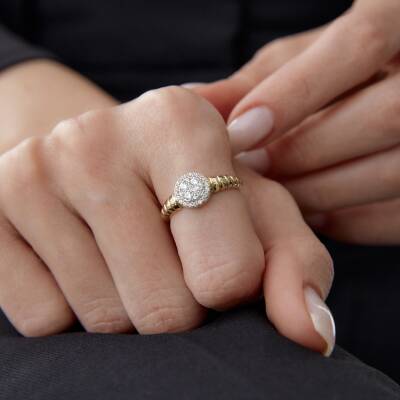 Altın Kordon Trapez Yüzük - 1